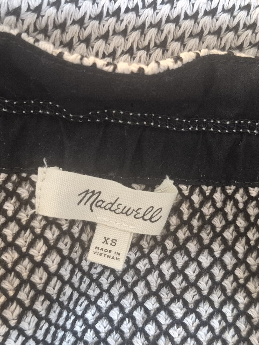 Madewell Knit Tie Shoulder Sleeveless Top XS Black White Cotton Blend - Picture 6 of 6